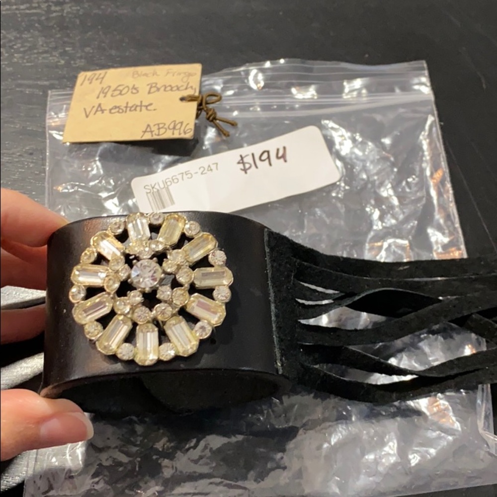 Vintage black Made in the Deep South fringe cuff